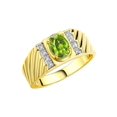thumbnail image 4 of Rylos Yellow Gold Plated Silver Classic 8X6MM Oval Peridot & Sparkling Diamond Ring - Birthstone Jewelry for Men -Size 12, 4 of 8