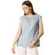thumbnail image 2 of Blusa de gasa Allegra K Top Plisado Cuello Redondo Manga del Casquillo Azul S, 2 of 6