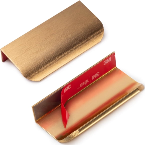 Tirador Adhesivo de Borde para Dedos RVPEKUPE Dorado Cepillado 8 cm