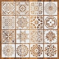 thumbnail image 6 of 16Pcs Reusable Cut Stencil Painting Mandala Template Floor Wall Tile Fabric Furniture, 6 of 7
