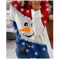 thumbnail image 3 of Hauts pour Femmes Automne Noël Snowman Imprimé Style Ample Col Rond T-shirt à Manches Longues Chandail Décontracté, 3 of 8