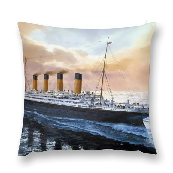Retro Titanic Famous Old Historic Throw Pillow Cases Plush Pillow Cover Decorative Pillowcases Zipper Closure Cushion Covers for Couch Living Room Bedroom 12 "x12 "