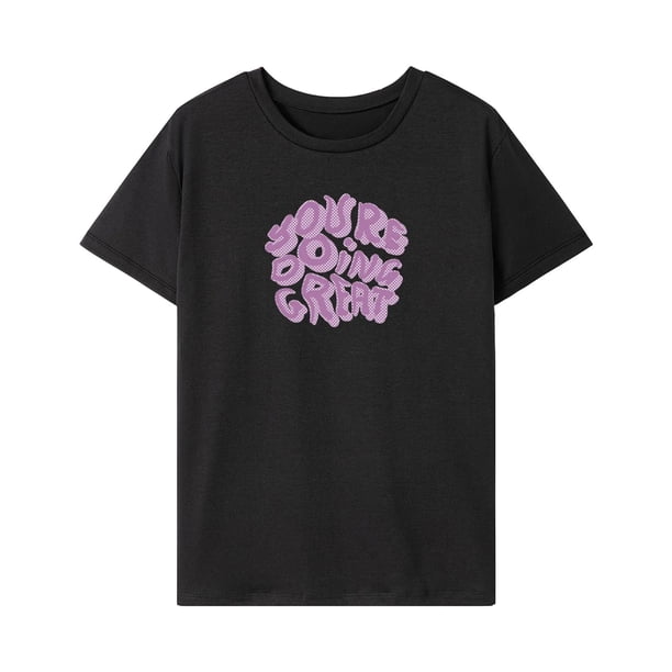 Camiseta de mujer de verano Tops Casual suave Activewear cuello redondo camiseta para mochilero XL