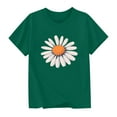thumbnail image 4 of BRGZLK Vintage Floral T Shirt for Girls Spring Summer Casual Daisy Print Round Neck Short Sleeve Summer Casual Kids Pullover Base Layer TShirt Green 9-10 Years, 4 of 4