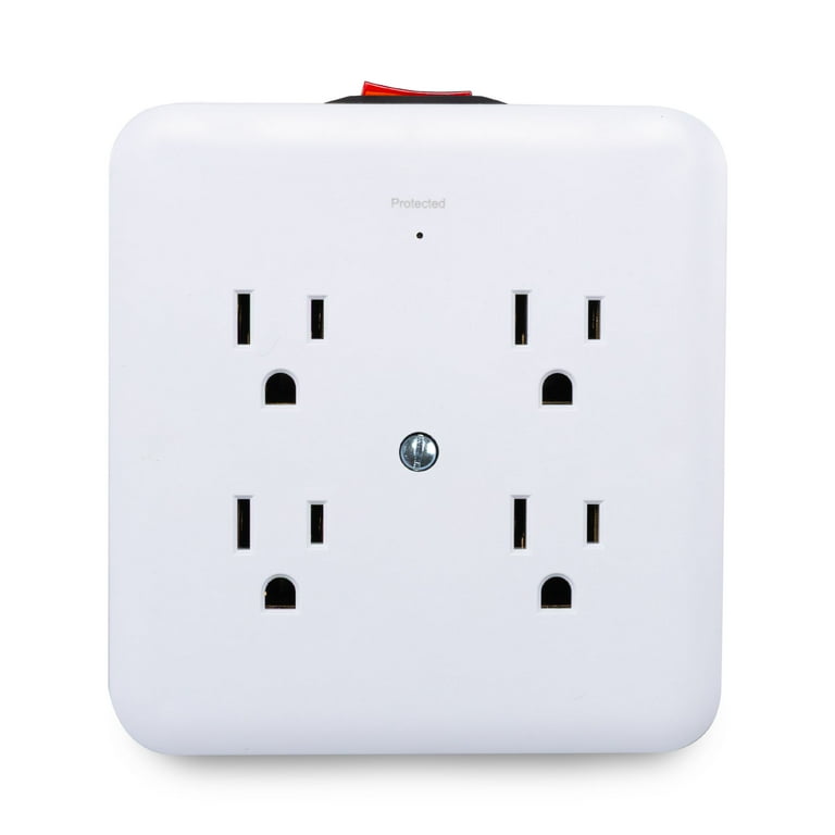 Merkury Innovations 8-Outlet Surge Protector USB Wall Tap, 2 USB-A