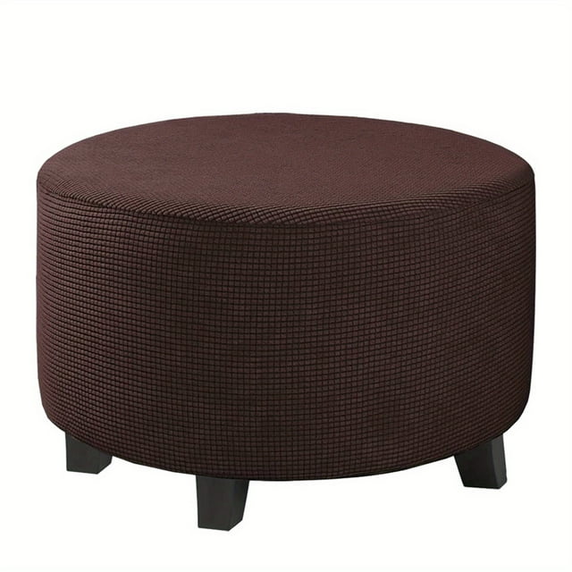 YOPTOP Housse de Repose-Pieds Ronde Contemporaine 1 Pce Extensible en Mélange Polyester et Spandex Lavable à la Machine Prise Antidérapante Fermeture à Bande Élastique Poids 180-200 G/m2 - Petite Taille ZZZ, Brun Brun
