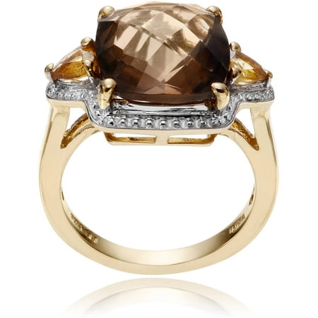 Brinley Co. Women's Topaz Citrine 14kt Gold-Plated Sterling Silver 3-Stone Fashion Ring