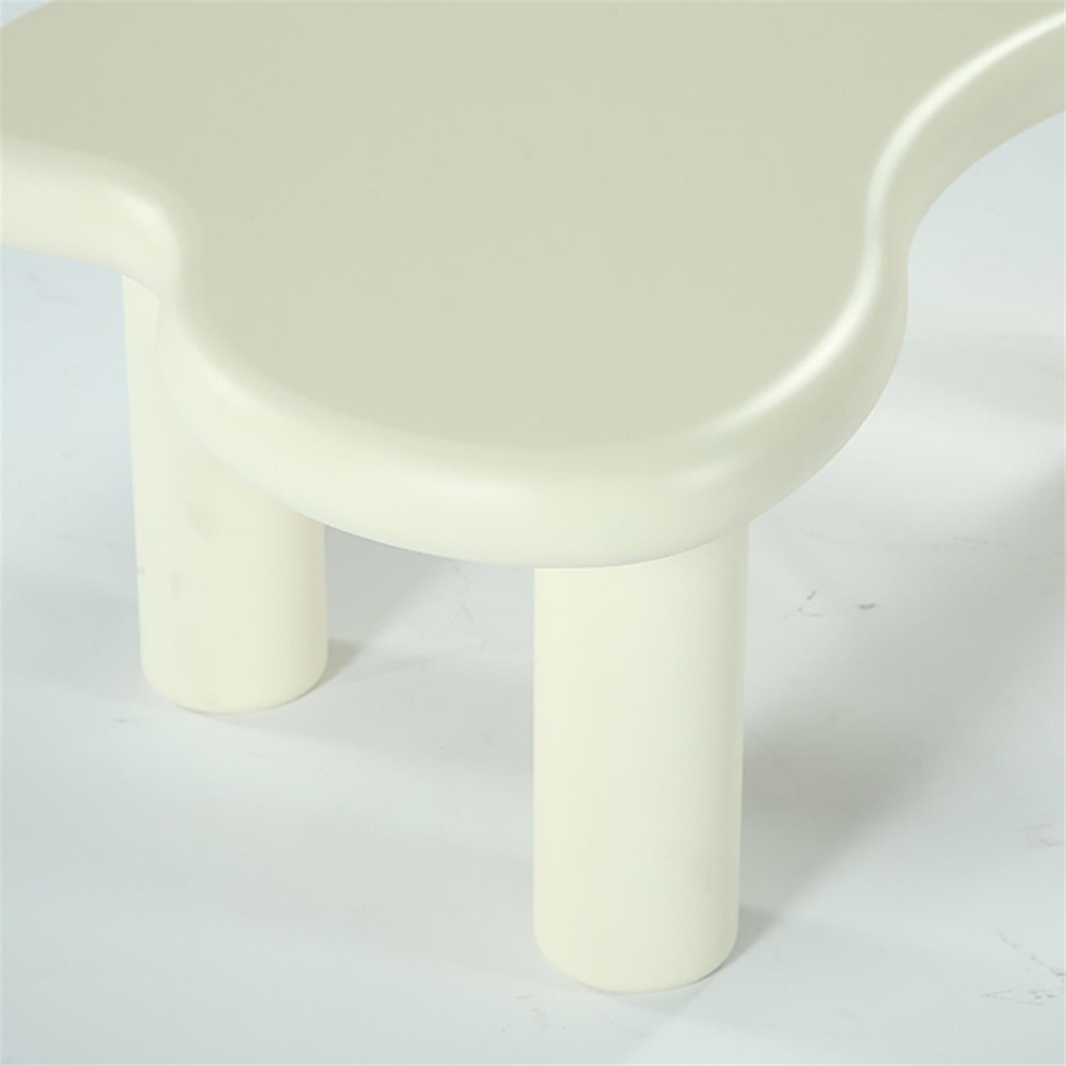 Demi Bonn Cloud-Shaped Coffee Table, Modern Irregular Center Tea Table with 4 Solid Legs for Home Living Room, Office, White