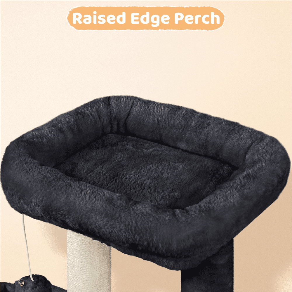 Yaheetech 34" Height Plush Cover Cat Tree with Condo and Sisal Ropes Posts, Black