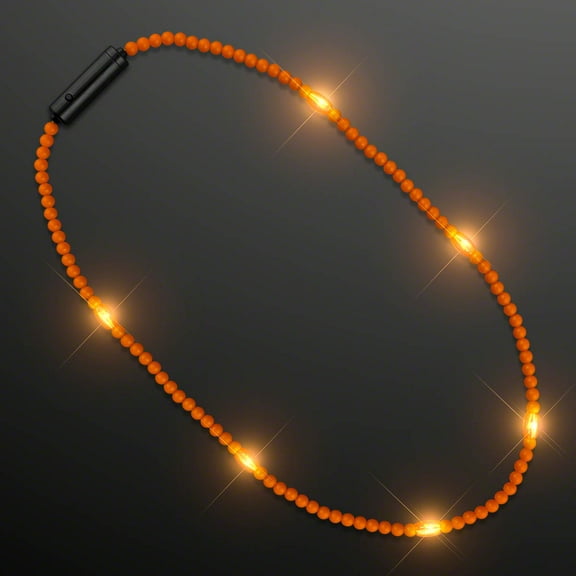 Orange Beads Light Up Necklace with Steady LED Light