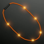 FLASHING BLINKY LIGHTS Orange Beads Light Up Necklace with Steady LED Light