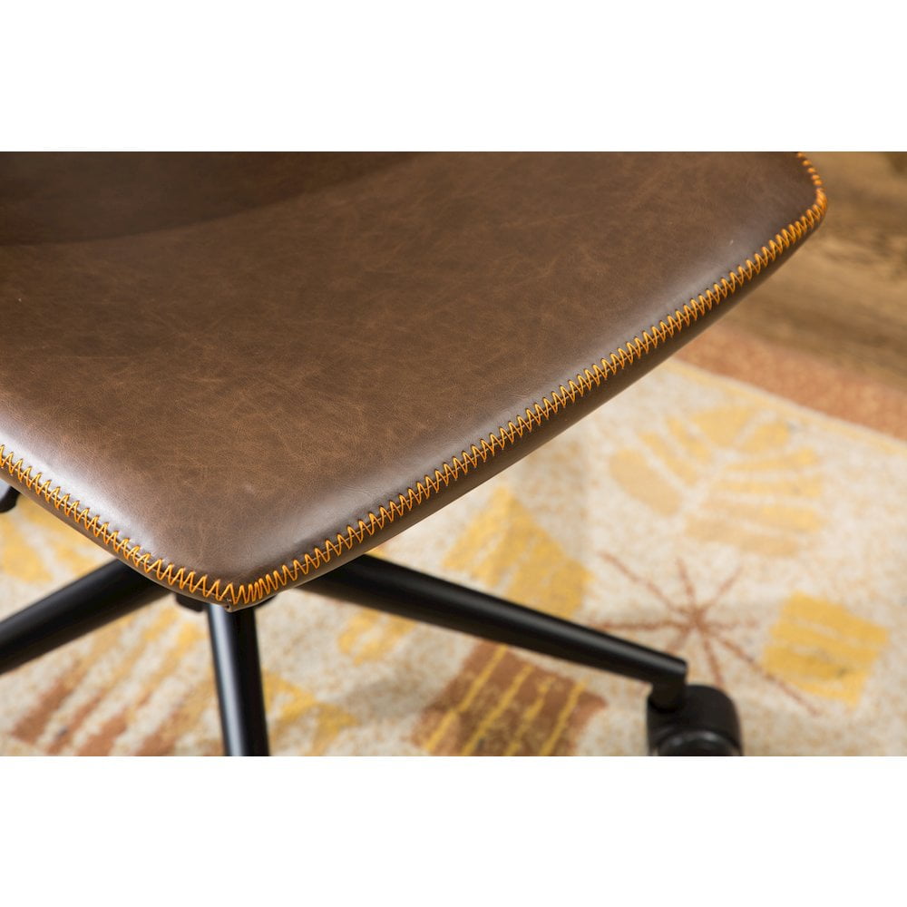 Roundhill Furniture Cesena Faux Leather Swivel Office Chair in Antique Brown