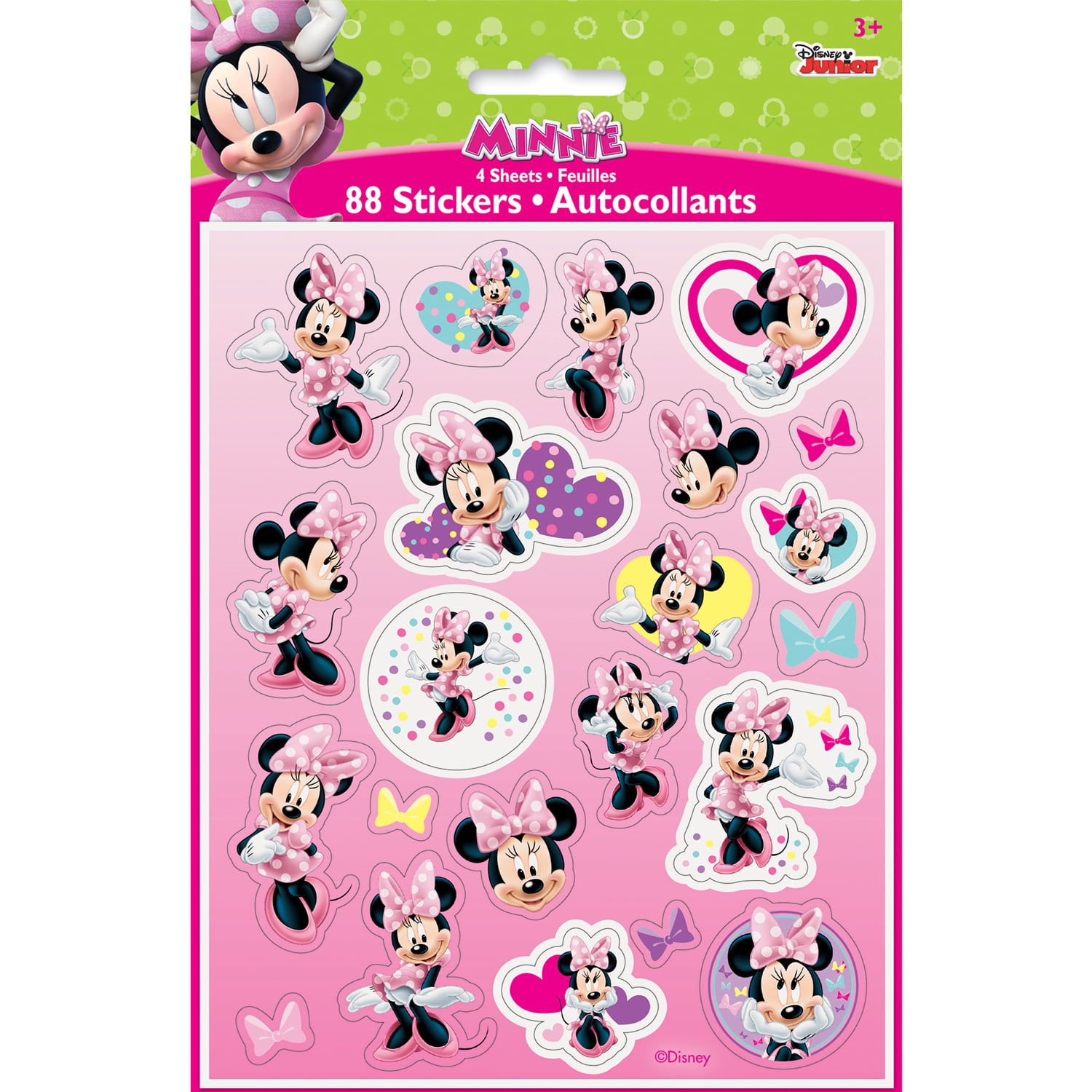 Minnie Mouse Small or Large Sticky White Paper Stickers Labels NEW 