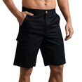 thumbnail image 2 of toraway Mens Summer Solid Color Pants Pocket Drawstring Loose Muti Pockets Casual Sports Running Straight Shorts Beach Pants M, 2 of 3