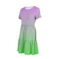 thumbnail image 5 of DecSea Women 2025 Casual Summer Dresses Spring Gardient Crew Neck Short Sleeve Knee Length Beach Dress with Pockets, 5 of 6