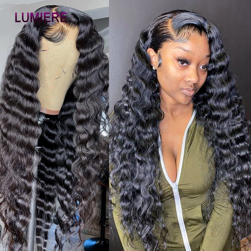 30 32 34 Inch Lace Front Human Hair Wigs Brazilian Loose Deep Wave 13X4 Lace  Frontal Wig Pre Plucked Lace Wigs For Women Lumiere Hair - Walmart.Com