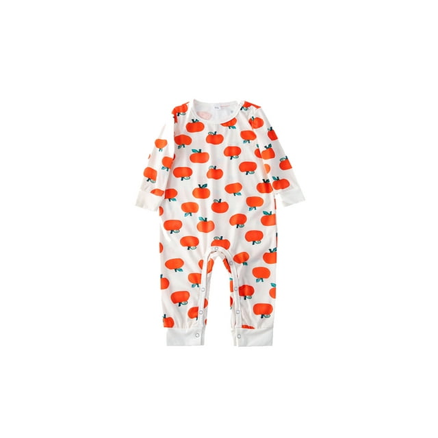 Faithtur Ensemble de Pyjamas Familiaux avec Boutons Imprimé Fruit Dessin Animé Fermeture Côtelée