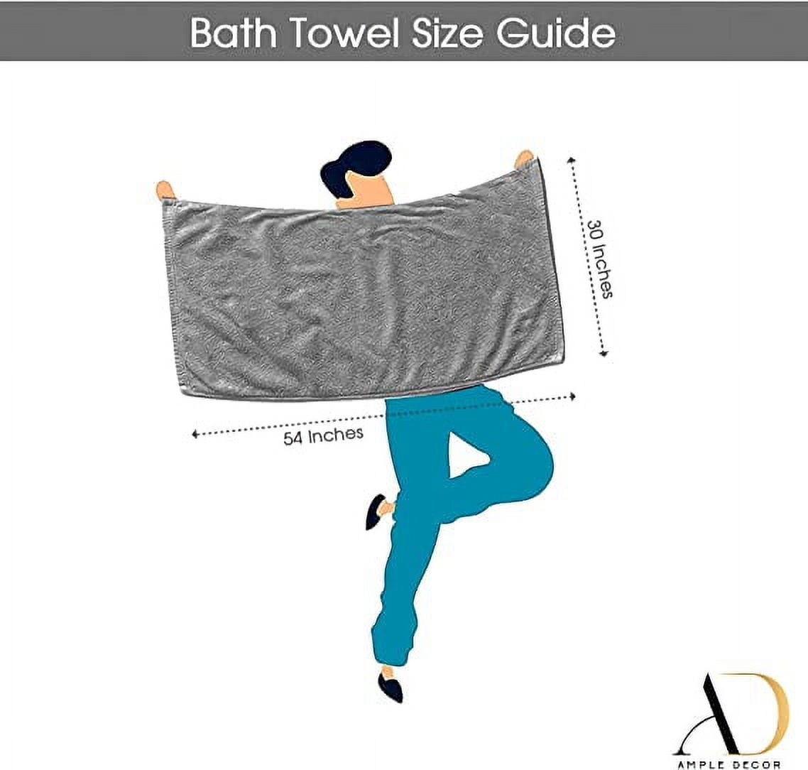 Ample Decor Bath Towel 30 x 54 inch Pack of 8 600 GSM 100% Cotton, Quick Drying, Machine Washable for Hotel, Gym, Kitchen -Grey - Purple