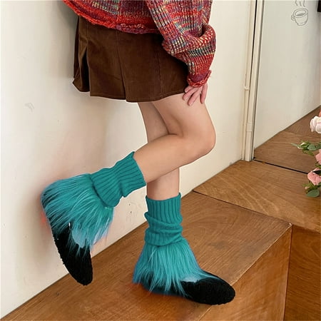 

Luckinbaby Women s Ribbed Knit Leg Warmers Student Knee High Socks Boot Cuffs