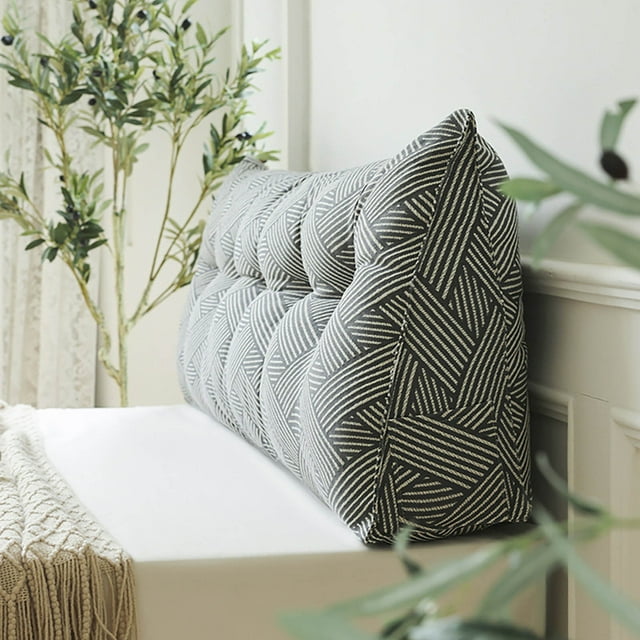 REK Dorm Triangular Headboard Bolster Pillow White Headboard Twin Body Pillow Large Pillow Headboard Back Pillow For Sitting In Bed 100cm