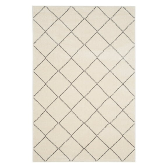 SAFAVIEH Tunisia Joyce Geometric Area Rug, Ivory/Light Grey, 5'1" x 7'6"