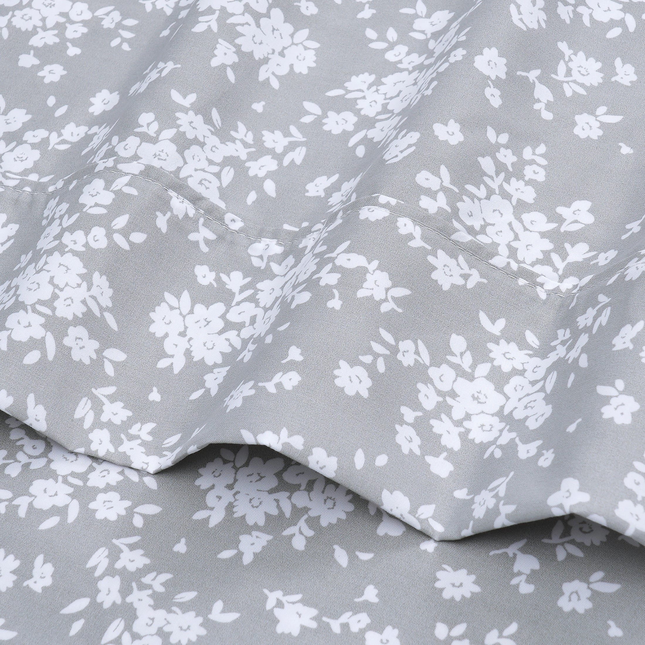 Mainstays Super Soft Brushed Microfiber Bed Sheet Set, Gray Floral, Twin-XL, 3 Piece