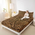 thumbnail image 3 of jejeloiu Animal Print Monogram W Full Size Sheets For Kids,Leopard Classic Initial Print Bed Sheets For Women,4-Piece, 3 of 6