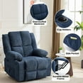 thumbnail image 3 of Oversized Power Lift Recliner Chair for Elderly,135°Adjustable Lay Flat Lift Chair Electric Recliner Chairs with Massage and Heat,2 Cup Holders and Stand Assist for Living Room,Dark Blue, 3 of 7