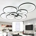 thumbnail image 4 of Modern Ceiling Light Dimmable LED Chandelier Flush Mount Ceiling Lights, Remote Control Acrylic Ring Ceiling Lamp Fixture for Living Room Dining Room Bedroom (White, 8 Heads), 4 of 14