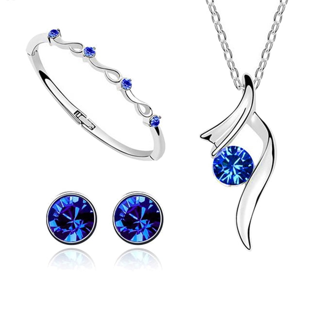Conjunto de joyería para mujer, collar, pendientes, pulsera, accesorio de joyería para fiesta de cumpleaños