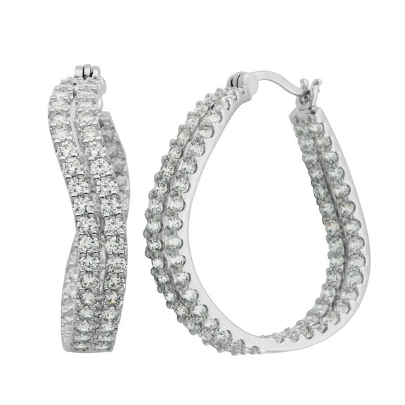 Sterling Silver Platinum Plated Wave hoop earrings