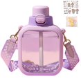 thumbnail image 1 of 1 Set 700ml Square Kettle Bouncing Lid Drink Water Juice Beverage Straw Bottle for Student, 1 of 8