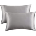 thumbnail image 1 of Funda de almohada Funda de almohada Funda de almohada de satén Funda de almohada de seda sintética Funda de almohada de color puro Funda de almohada de cama, 2 piezas (51 * 76 cm) Gris plateado Rojo Verde, 1 of 5