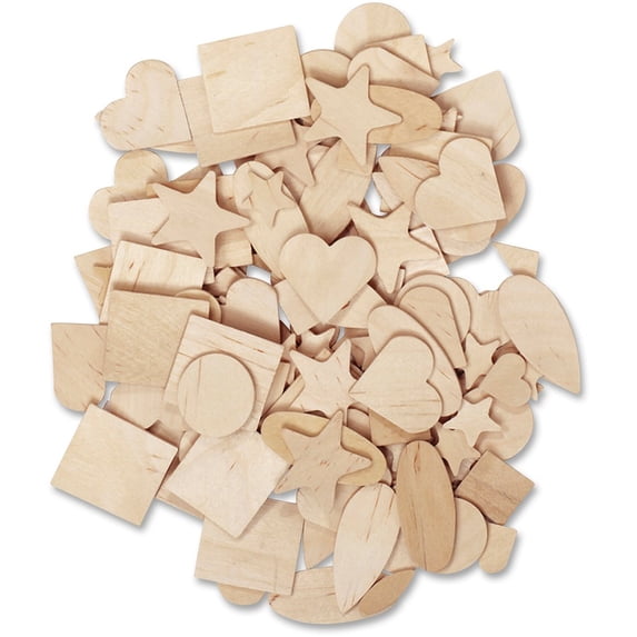 Pacon Creativity Street Natural Wood Shapes Set - Natural - Wood - 1000 / Set | Bundle of 5 Sets