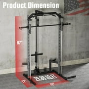 VIBESPARK Smith Machine Squat Rack, All-in-One Power Rack Cage with LAT-Pull Down System & Cable Machine, Power Cage with Barbell Bar, Weight Storage and More Attachment for Home Gym Workout