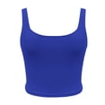 thumbnail image 5 of EliteGoogv Women Tank Top Slim Fit Square Neck Solid Color Crop Vest Ribbed Knit Sleeveless Shirts Blue XS, 5 of 5