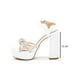 thumbnail image 2 of Zapatilla Con Plataforma Tacon Ancho Elegantes Color Plata plateado 25, 2 of 7