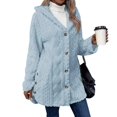 thumbnail image 2 of Aellinatey Women's Wool Jacket Button-Down Jacket Hooded Side-Open Cardigan Jacket, 2 of 20