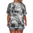 thumbnail image 4 of Women Summer Casual Tops, Plus Size V Neck Tie Dye T Shirts with Lace Up Front Design, 4 of 7