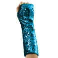 thumbnail image 2 of Xfvqtps Womens Carnival Sequin Gloves Fingerless High Elastic Party Arm Warmers Carnival Accessory Sparkly Mardi Gras Event Light Blue, 2 of 5