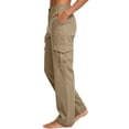 thumbnail image 5 of Women's Mid-Rise Loose Fit Cargo Boot Pants with Side Pockets Utility Pants for Casual Hiking Outdoor Activities Beige XL(XL), 5 of 6