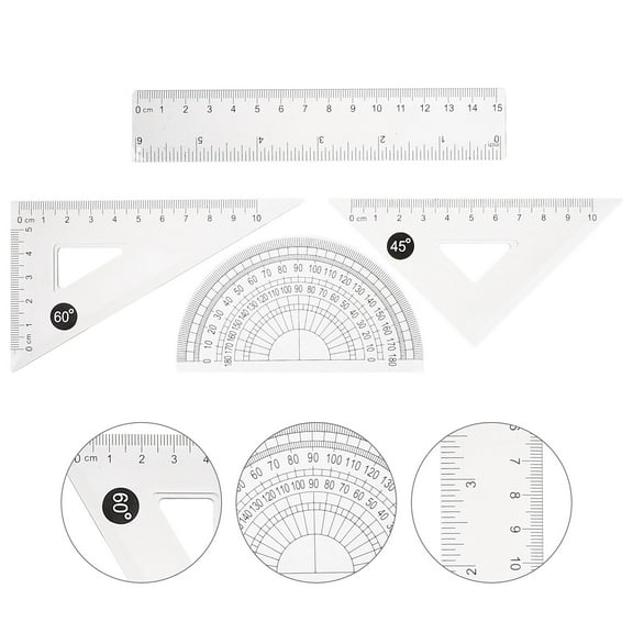 PTOOTP 4 Sets Bulk Ruler for Office Drawing Measuring Parabola Geometric Shapes Architecture Tool