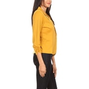 Womens Elegant Long Sleeve Blazer ? Solid Button-Front Casual Style Mustard 2XL