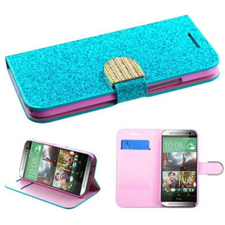 Insten Blue V2 New Various Colors MyJacket Wallet Premium Case Cover Card Slot For HTC One 2