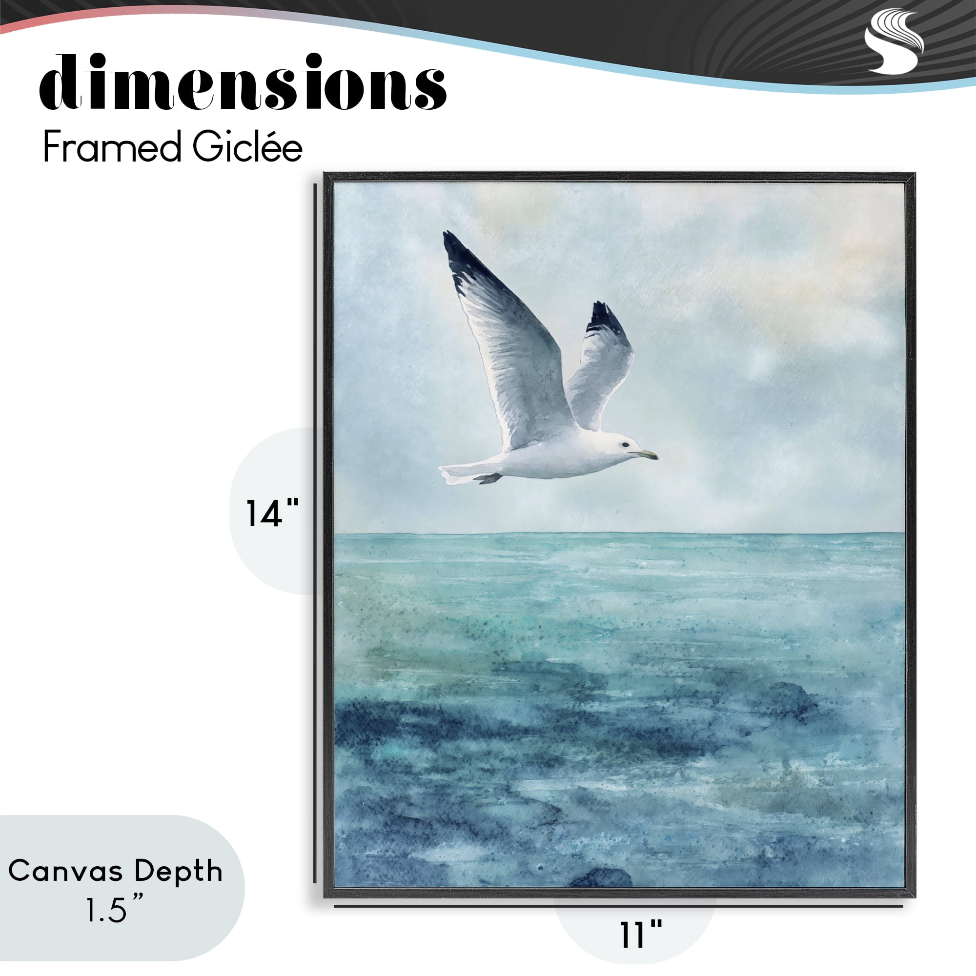 Stupell Industries Seagull With Black Tips Black Framed Giclee Art, design by Franklyn Gregory