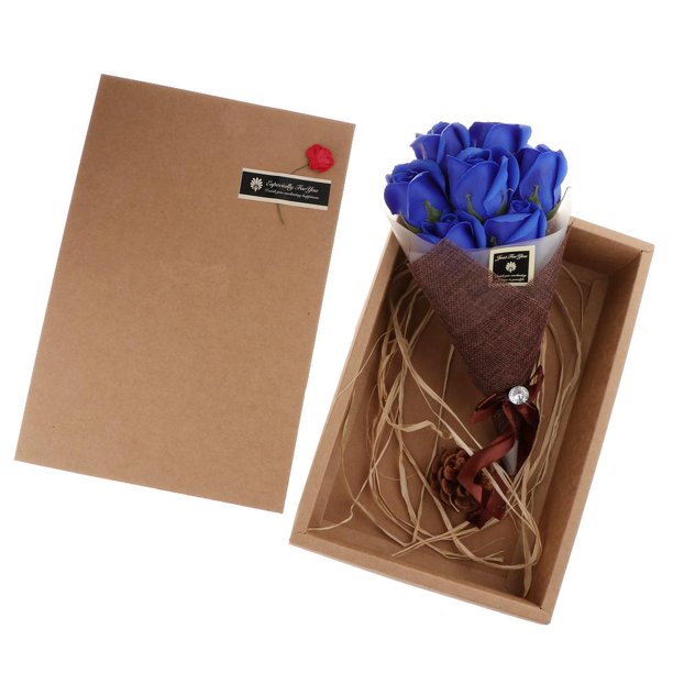 Jabón Jabón Rosa Flores Jabón Flores Set Regalos Románticos para El Día de San Valentín, Día de , Día de , Boda, Cumpleaños Azul oscuro Macarena Flor eterna de jabón