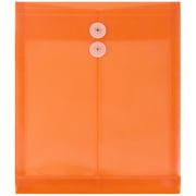 JAM Paper Plastic 2 Divider Envelopes with Button & String Tie Closure, Letter, 12 3/4" x 1 1/2" x 10 1/2", Bright Orange, 1008/pack