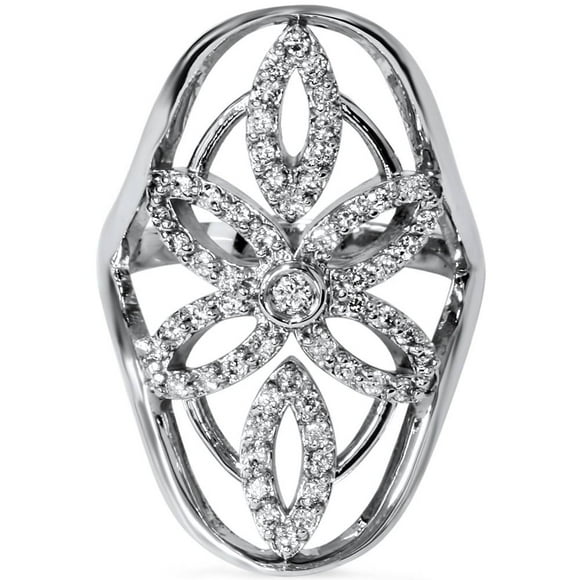 5/8ct Vintage Diamond Right Hand Knuckle Ring 14K White Gold