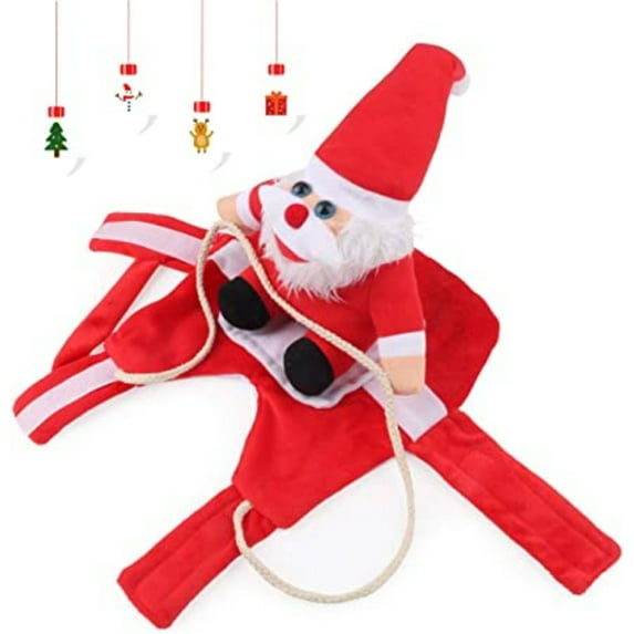 PEACNNG Christmas Pet Clothes Running Santa Dog Costume, Funny Dog Costume Dressing up Xmas Party Dog Christmas Outfits Dog Cat Clothes for Small Large Dogs Pet