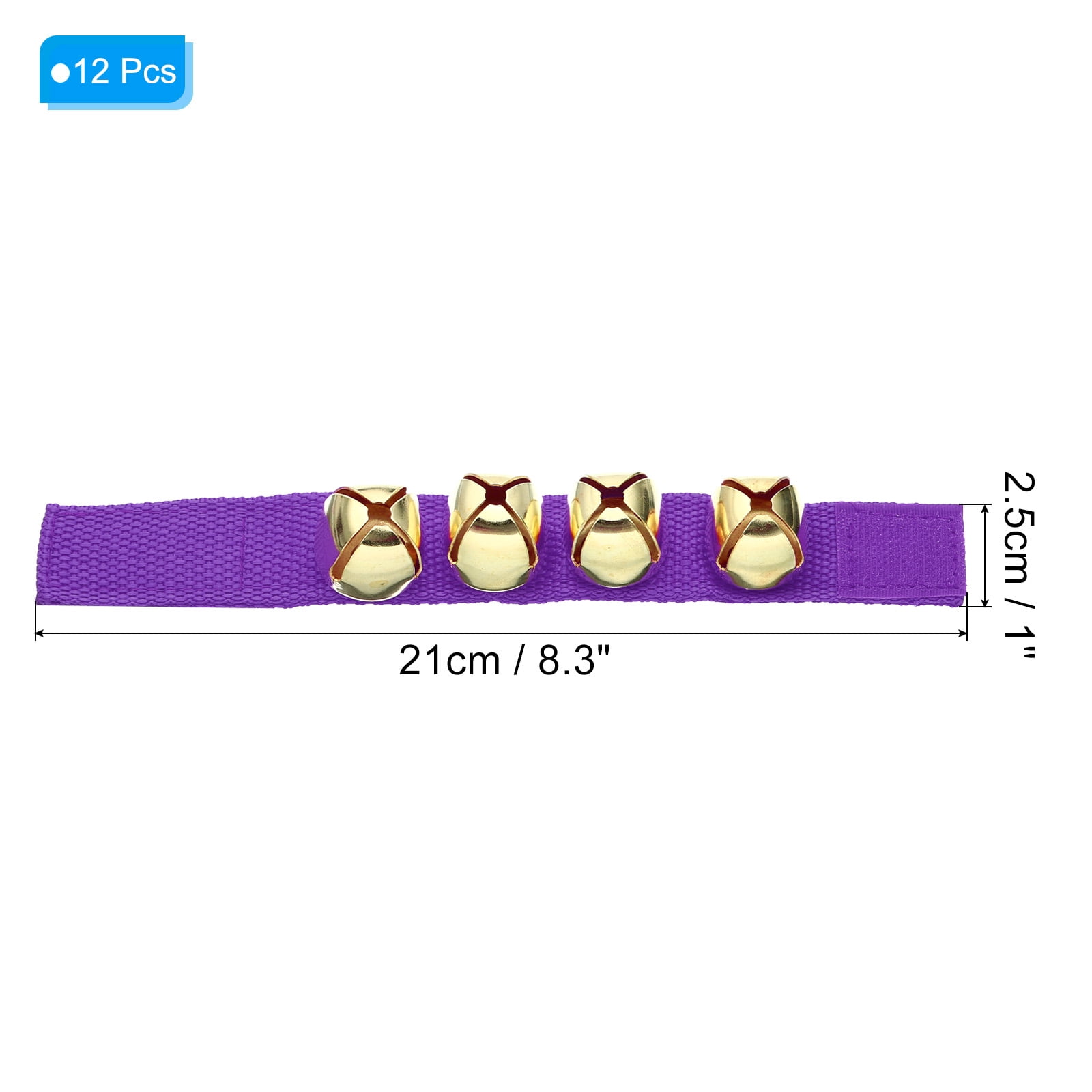12pcs Wrist Bells, Jingle Bells Ankle Bells Percussion Instruments Musical Rhythm Band with 4 Golden Bells, Purple